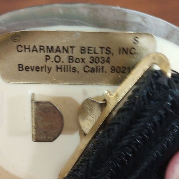 Charmant Belts Iridescent Black Abalone Buckle Mesh Belt - S - Vintage 80s! main image 4